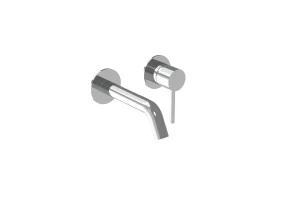 Saneux Cos 2 Plate Wall Mounted Basin Mixer Kit - W/ Short Spout (130mm) W/ Classic Handle - Chrome