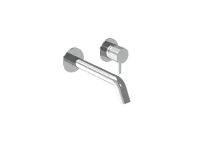 Saneux Cos 2 Plate Wall Mounted Basin Mixer Kit - W/ Classic Spout (170mm) W/ Fluted Handle - Chrome