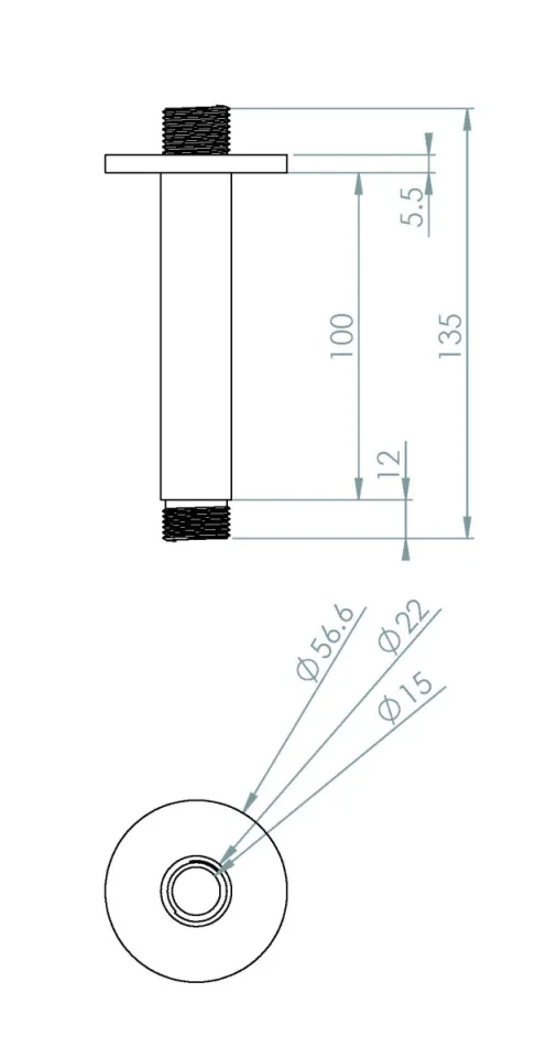 Saneux Cos 100mm Round Ceiling Mounted Shower Arm - Brushed Bronze detail view - Image 2