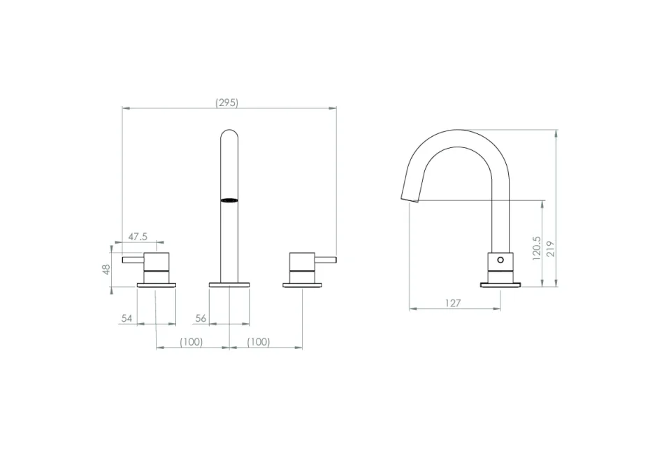 Saneux Cos 3 Piece Deck Mounted Basin Mixer - Chrome detail view - Image 3