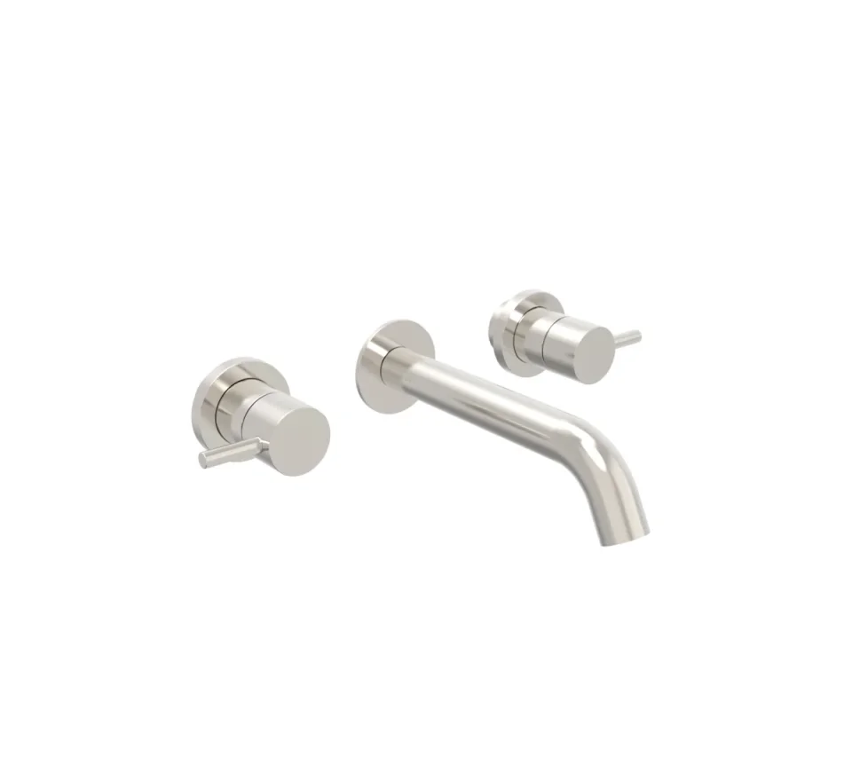 Saneux Cos 3 Piece Wall Mounted Basin Mixer - Brushed Nickel product image - Image 3