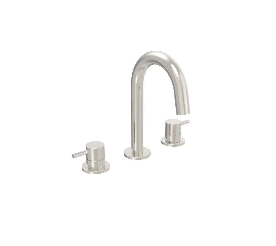 Saneux Cos 3 Piece Deck Mounted Basin Mixer - Brushed Nickel product image - Image 2