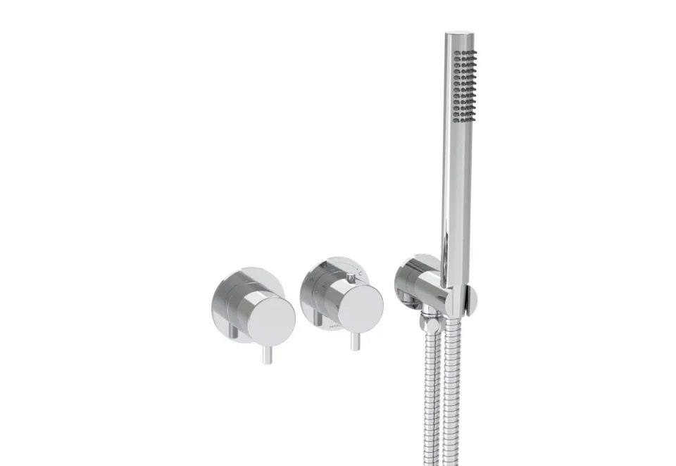 Saneux Cos 2 Way Thermostatic Shower Ring Valve Kit - W/ Classic Handle & Handset - Portrait & Landscape - Chrome product image - Image 3