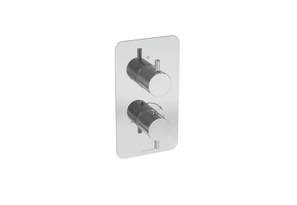 Saneux Cos 2 Way Thermostatic Shower Valve Kit - W/ Knurled Handle - Portrait - Chrome