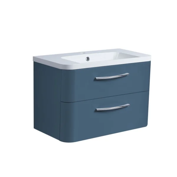 Roper Rhodes 800mm System Wall Mounted Double Drawer Unit - Derwent Blue