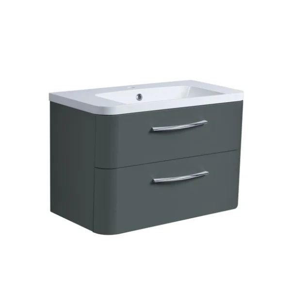 Roper Rhodes 800mm System Wall Mounted Double Drawer Unit - Juniper Green