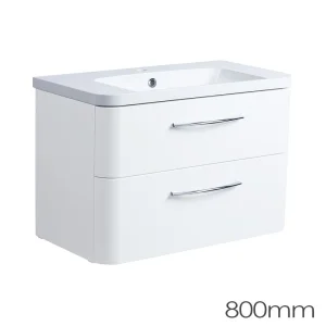 Roper Rhodes 800mm System Wall Mounted Double Drawer Unit - White