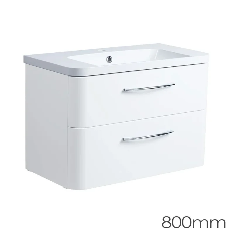 Roper Rhodes 800mm System Wall Mounted Double Drawer Unit - White detail view - Image 1