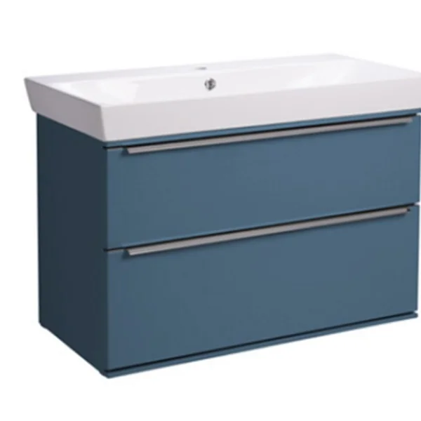 Roper Rhodes 800mm Scheme Wall Mounted Double Drawer Unit - Derwent Blue
