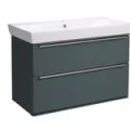 Roper Rhodes 800mm Scheme Wall Mounted Double Drawer Unit - Juniper Green