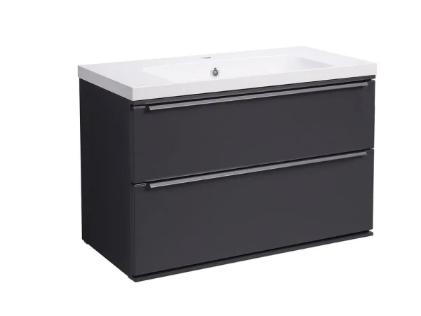 Roper Rhodes 800mm Scheme Wall Mounted Double Drawer Unit - Matt Carbon