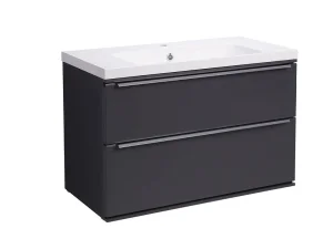 Roper Rhodes 800mm Scheme Wall Mounted Double Drawer Unit - Matt Carbon