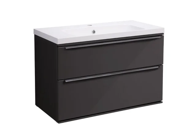 Roper Rhodes 600mm Scheme Wall Mounted Double Drawer Unit - Gloss Dark Clay