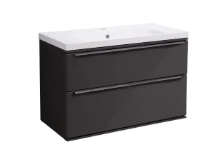 Roper Rhodes 600mm Scheme Wall Mounted Double Drawer Unit - Matt Carbon