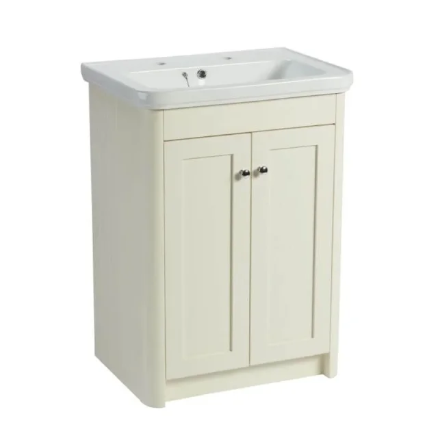 Roper Rhodes 600mm Halcyon 2 Door Floor Mounted Unit - Natural White detail view - Image 1