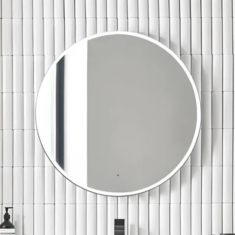 Roper Rhodes 600mm Round Frame Illuminated Mirror - Gloss White detail view - Image 1
