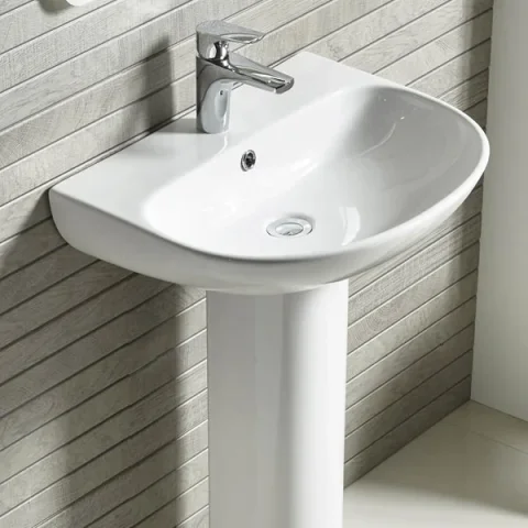 Roper Rhodes 550mm Orbit Thin Edge Basin 1 Tap Hole - White detail view - Image 1