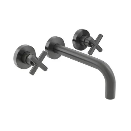 Vado Individual Elements 3 Hole Wall Mounted Basin Mixer With 200mm Spout Brushed Black