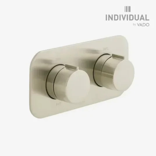 Vado Individual Tablet Altitude Horizontal Concealed 2 Outlet, 2 Handle Thermostatic Valve With All-flow Function Brushed Nickel product image - Image 1