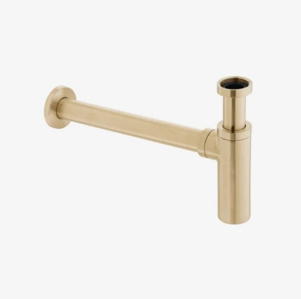 Vado Individual Round Bottle Trap Brushed Gold