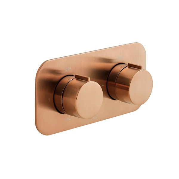 Vado Individual Tablet Altitude Horizontal Concealed 2 Outlet, 2 Handle Thermostatic Valve With All-flow Function Brushed Bronze