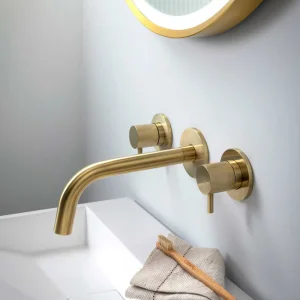 Just Taps Vos Wall Valves Designer Handle Brushed Brass
