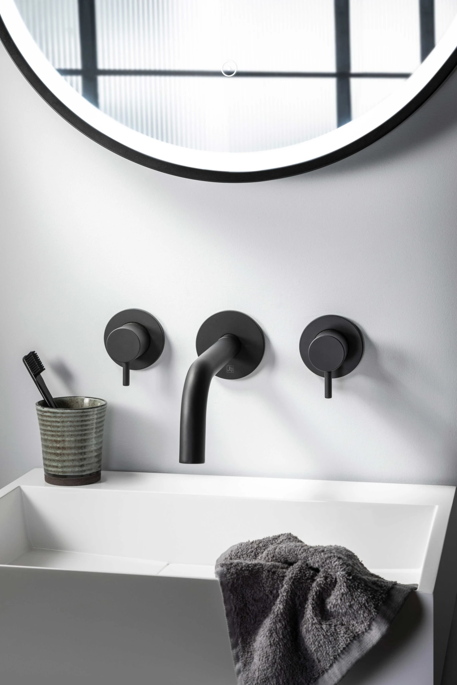 Just Taps Vos Slim Basin Spout 200mm Brushed Black