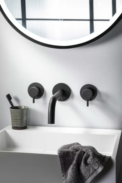 Just Taps Vos Slim Basin Spout 200mm Brushed Black