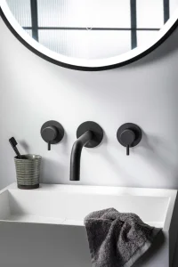 Just Taps Vos Slim Basin Spout 200mm Brushed Black