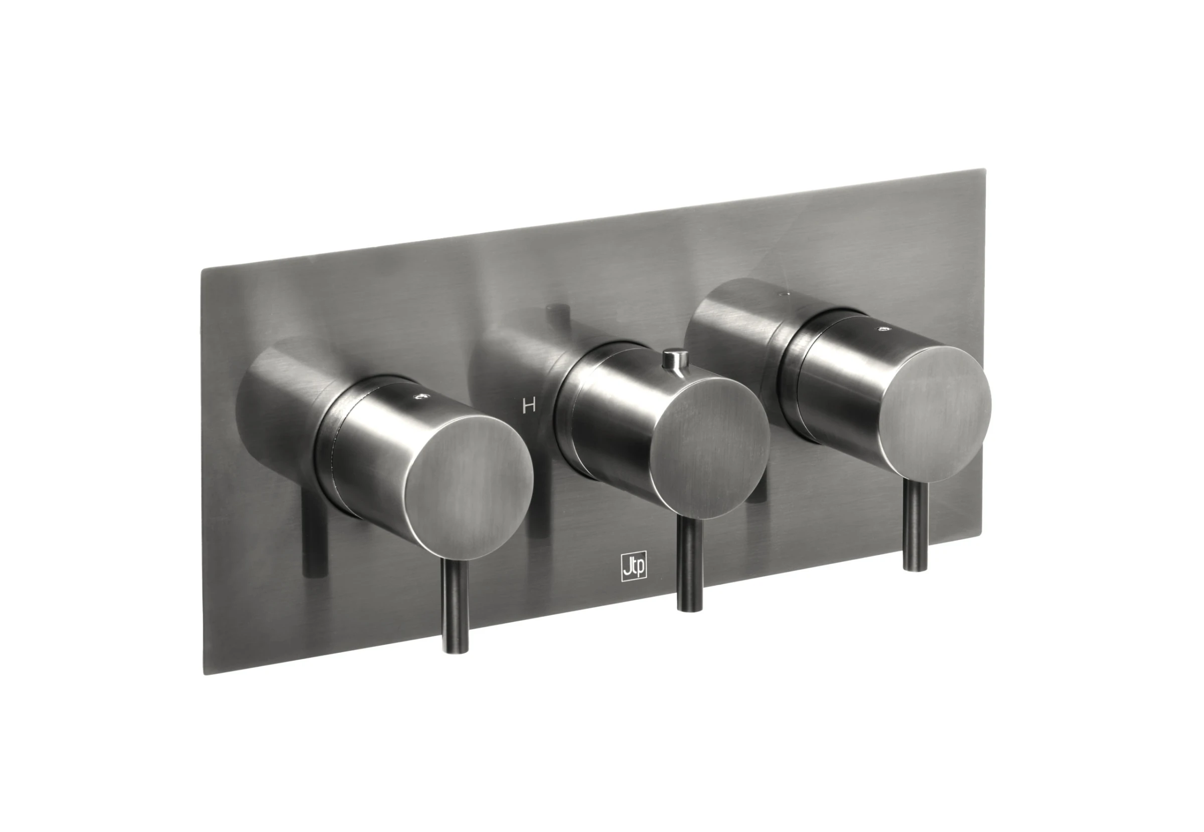 Just Taps Vos Thermostatic Concealed 3 Outlet Shower Valve Designer Handle Brushed Black