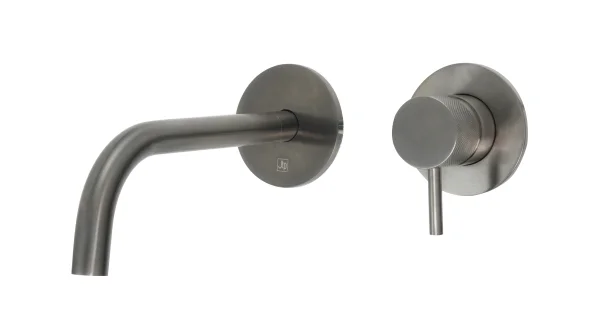 Just Taps Vos Single Lever W/m Basin Mixer Brushed Black 150mm Slim Spout With Designer Handle