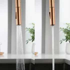 Just Taps Vos Rose Gold Single Lever Pull Out Sink Mixer detail view - Image 4