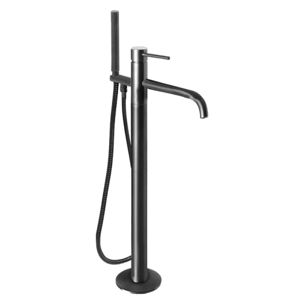 Just Taps Vos Floor Standing Bath Mixer With Kit Designer Handle Brushed Black