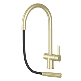 Just Taps Vos Brushed Brass Single Lever Pull Out Sink Mixer detail view - Image 3