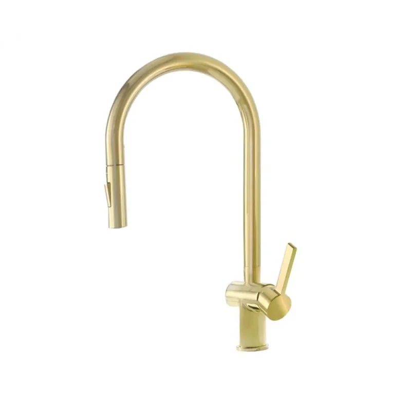 Just Taps Vos Brushed Brass Single Lever Pull Out Sink Mixer detail view - Image 5