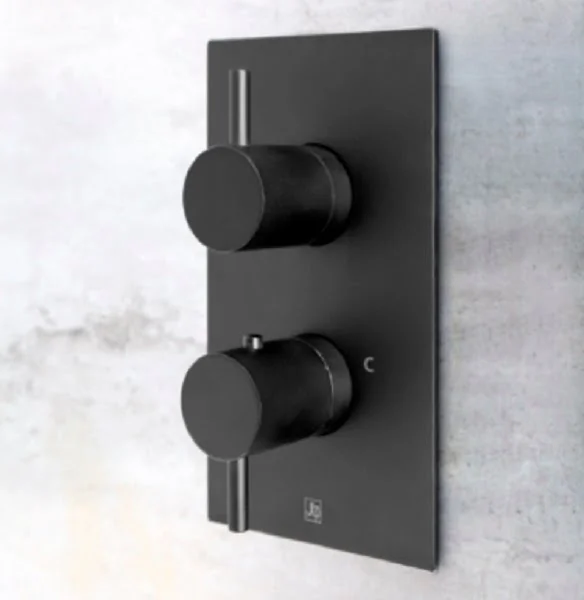 Just Taps Vos 1 Outlet Thermo Conc Valve Matt Black Designer Handle