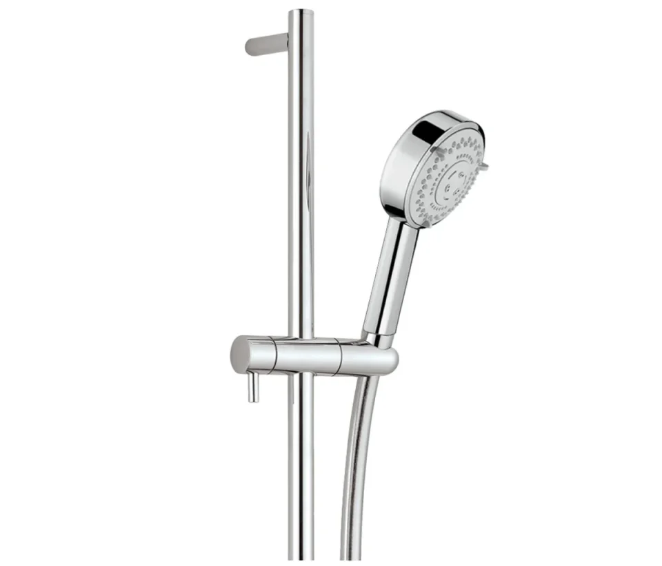 Just Taps Techno Slide Rail With Pulse Multi Function Shower Handle Chrome detail view - Image 1