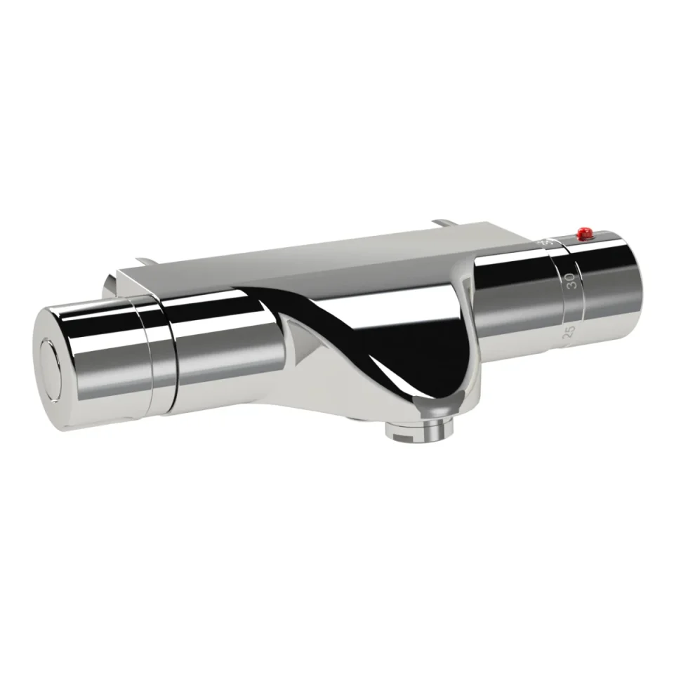 Just Taps Thermostatic Bath And Shower Mixer Without Kit Deck Mounted Chrome detail view - Image 1
