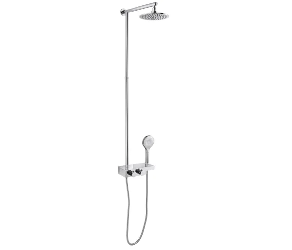 Just Taps Thermostatic Vertical Straight Shower Pole With Overhead Shower