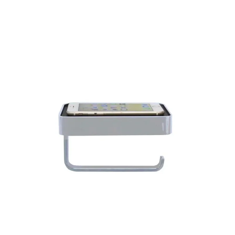 Just Taps Toilet Roll Holder With Mobile Phone Shelf Chrome detail view - Image 1