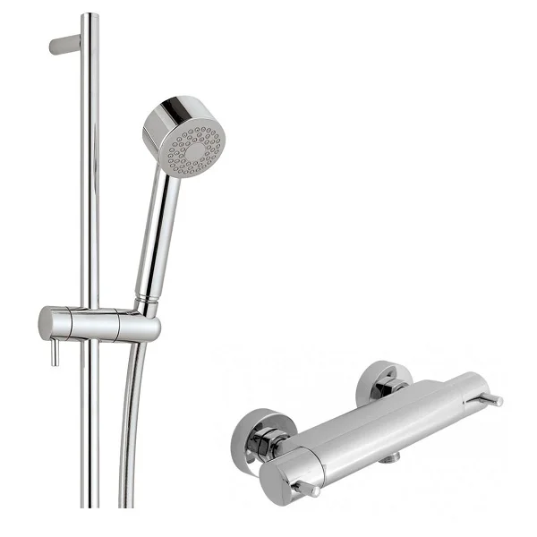 Just Taps Techno Slide Rail Kit With Single Function Head And Thermostatic Mixer Wall Mounted