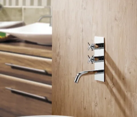 Just Taps Solex Thermostatic Concealed 2 Outlet Shower Valve With Spout Chrome detail view - Image 1