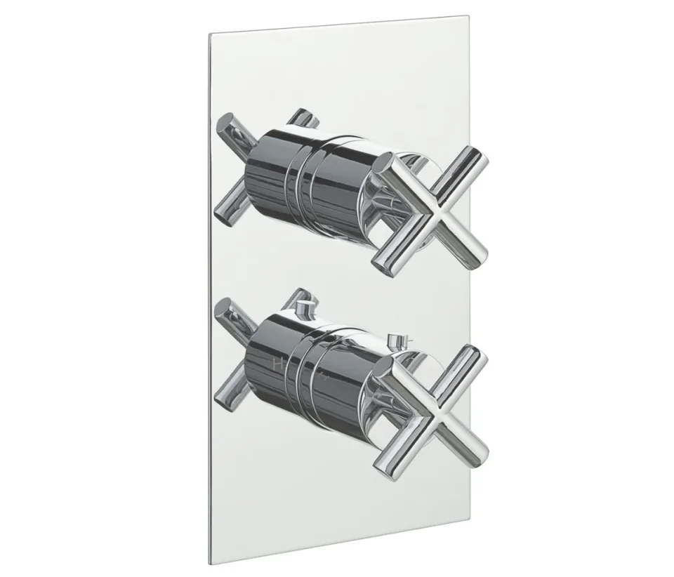 Just Taps Solex Thermostatic Concealed 2 Outlet Shower Valve Chrome detail view - Image 2