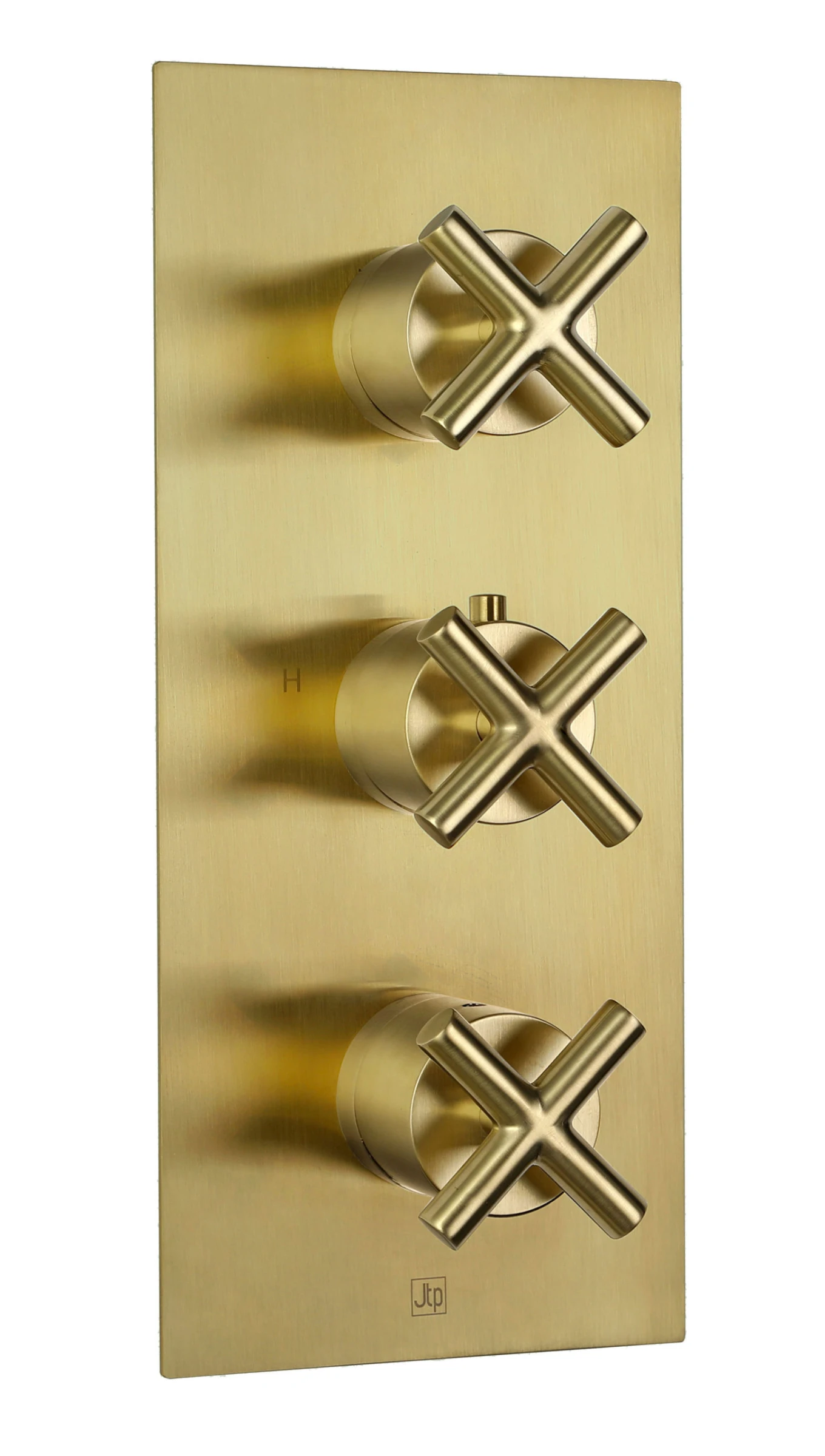 Just Taps Solex Thermostatic Concealed 2 Outlet Shower Valve Vertical Brushed Brass
