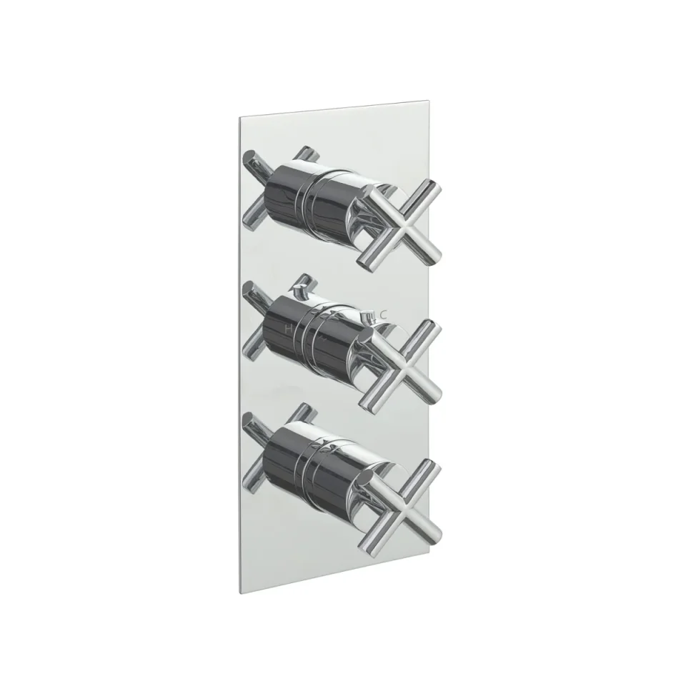 Just Taps Solex Thermostatic Concealed 2 Outlet Shower Valve Vertical Chrome detail view - Image 1