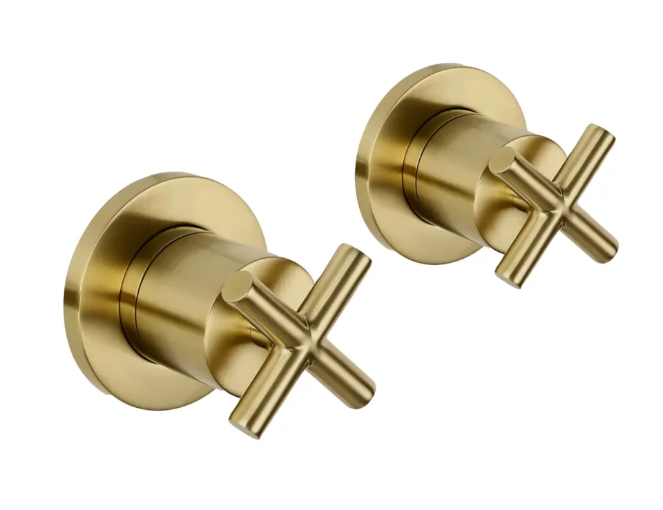 Just Taps Solex Concealed Stop Valves Brushed Brass detail view - Image 1
