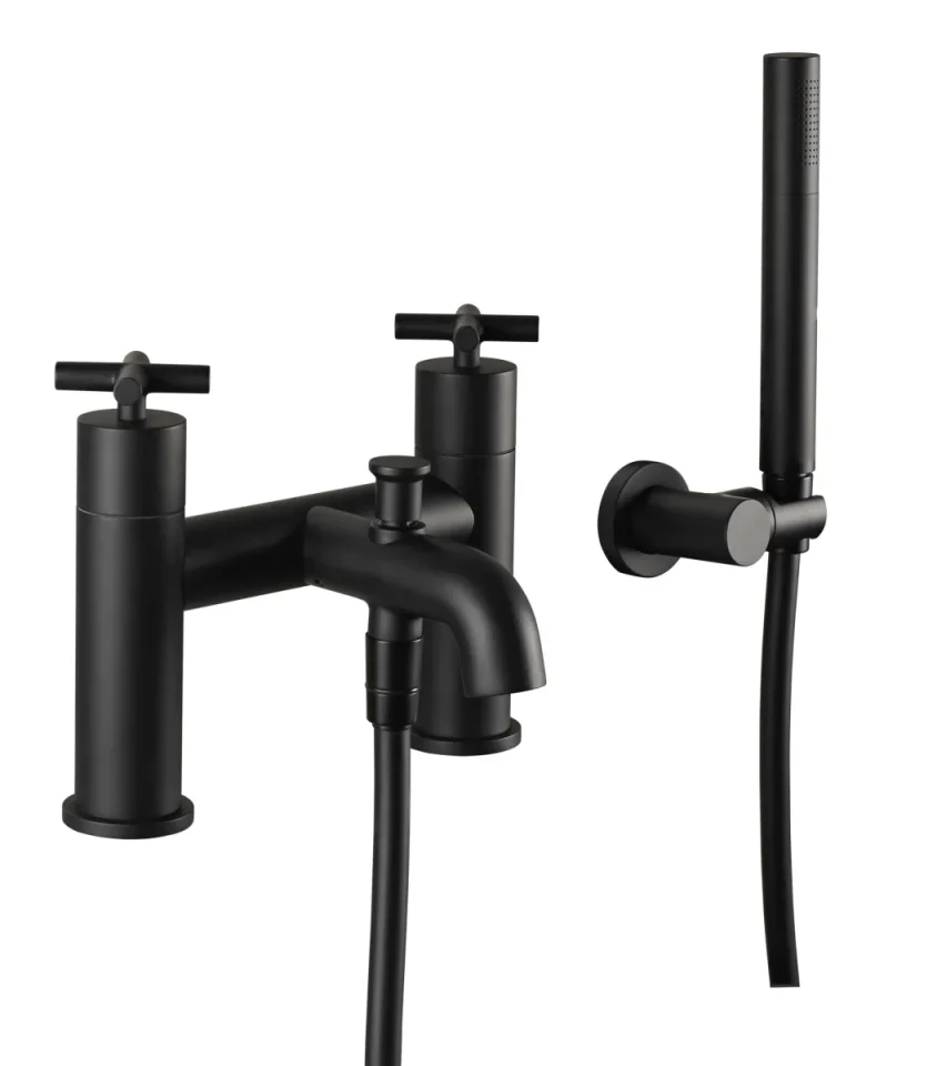 Just Taps Solex Bath Shower Mixer With Kit Matt Black detail view - Image 1