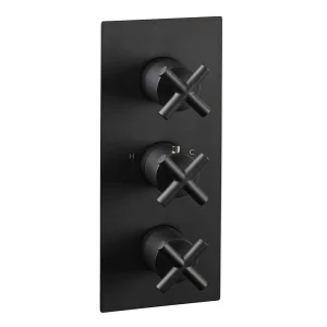 Just Taps Solex Concealed 3 Option 3 Handle Vertical Valve Matt Black