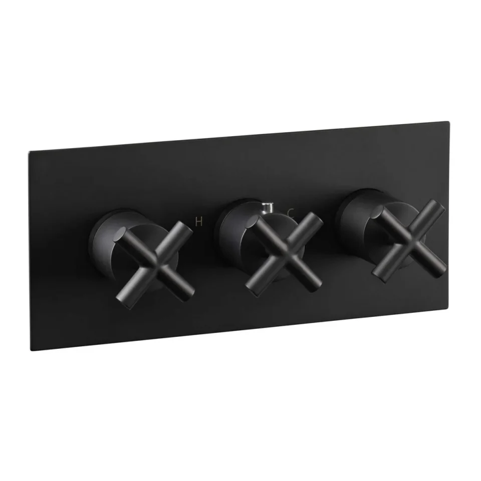 Just Taps Solex Concealed 3 Option Horizontal Valve Matt Black detail view - Image 1