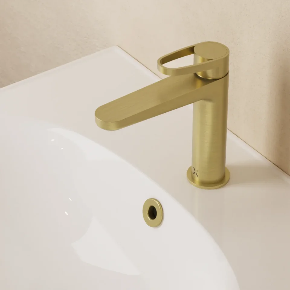 Crosswater Lazo Basin Monobloc Brushed Brass detail view - Image 4